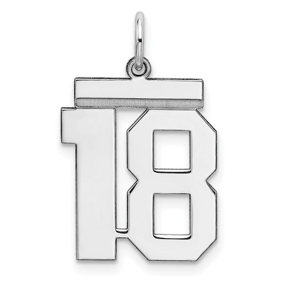 Sterling Silver Athletic Collection Medium Polished Number 18 Pendant